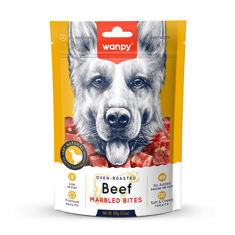 تشویقی سگ ونپی با طعم گوشت گاو Wanpy Marbled Bites Dog Treat With Beef وزن 100 گرم
