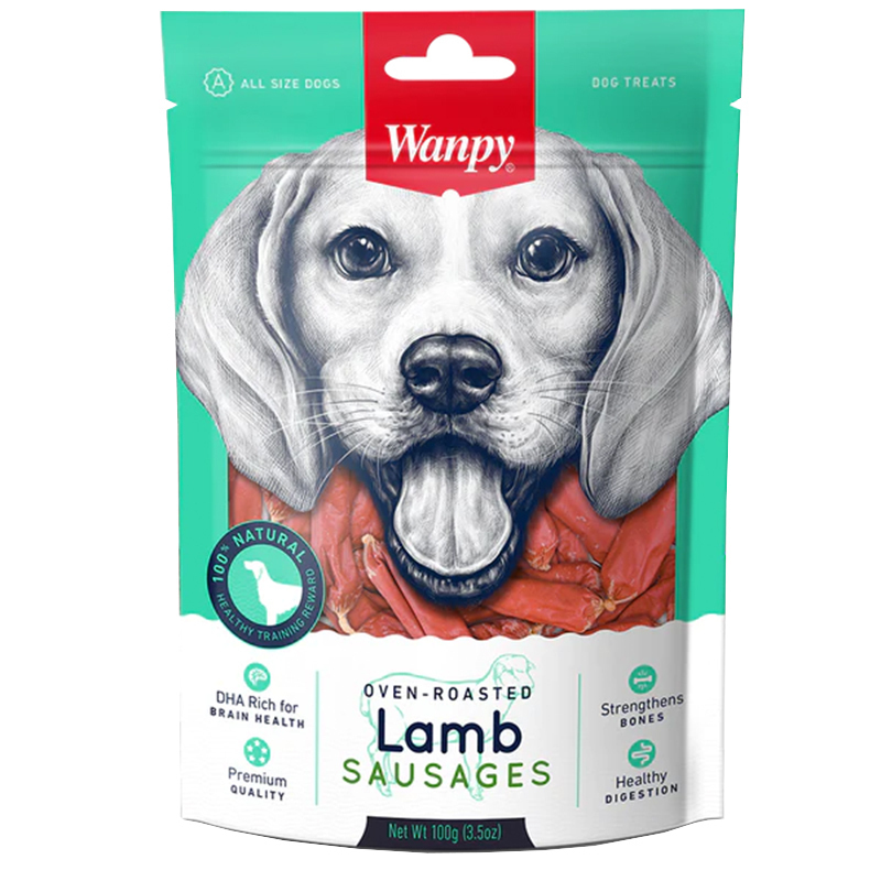 تشویقی سگ سوسیسی ونپی با گوشت بره Wanpy Lamb Sausages وزن 100 گرم